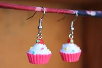 cupcake earrings mini food earringspink cupcake earrings kawaii earrings kitsch earrings sprinkles strawberry on top