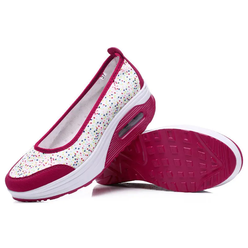 

Women Spring Autumn Shoes Stretch Fabric Casual Shoes Swing Wedges Platform Breathable Lady Shoes Height Increasing