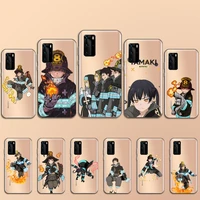 tamaki fire force anime phone case transparent for huawei p 40 20 30 10 mate pro lite plus shell cover funda