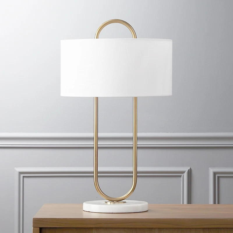 Nodic тканевая Настольная лампа с золотым кольцевым кольцом для кабинета