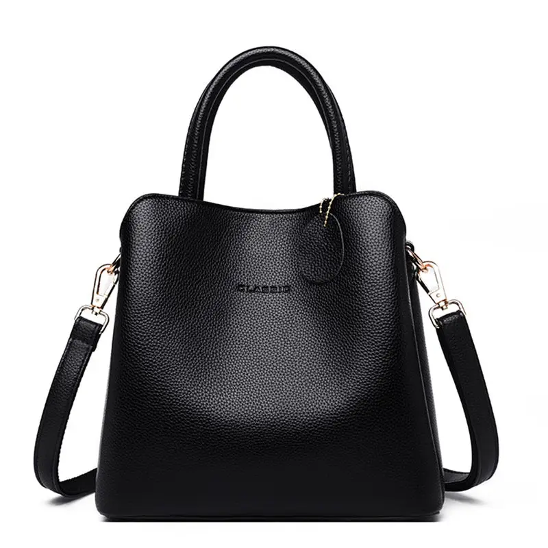 Роскошные кожаные сумки Bolsa, женские сумки, дизайнерские женские сумки Croosbody для женщин, маленькая Повседневная Сумка-тоут для девушек, ручная сумка-мешок - Цвет: Black