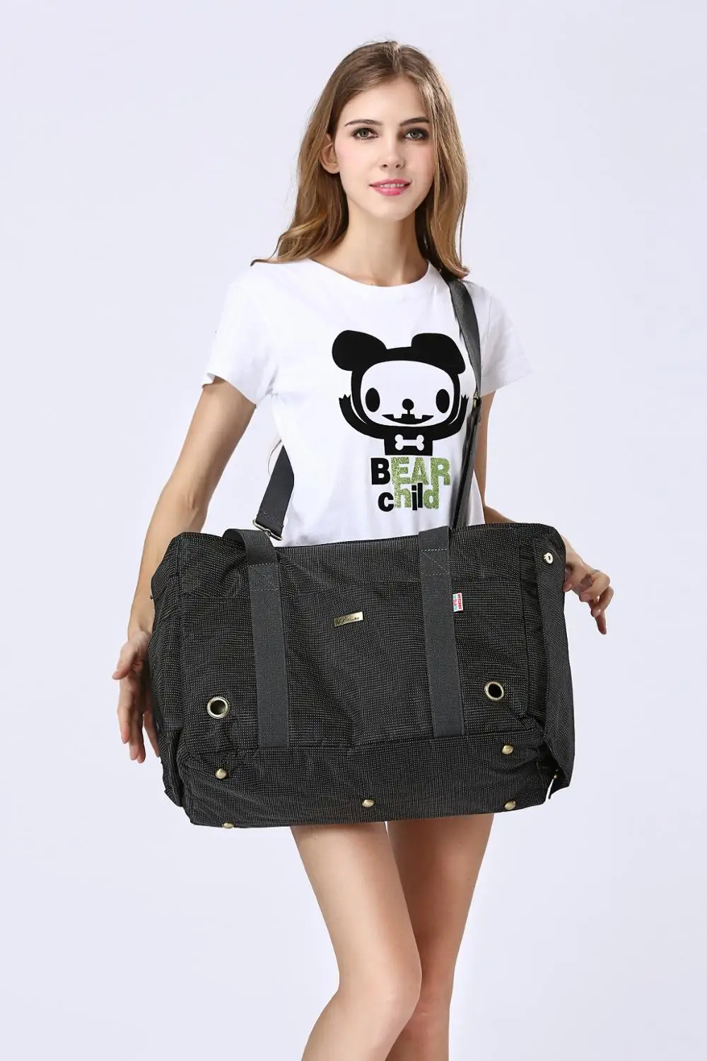 Сумка-переноска для собак и кошек Нейлоновая Сумочка из черного жаккарда с