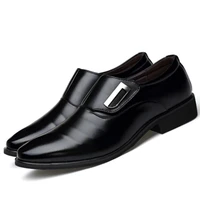 hot sales luxury brand pu leather fashion men business dress loafers pointy black shoes breathable formal wedding shoes 38 48