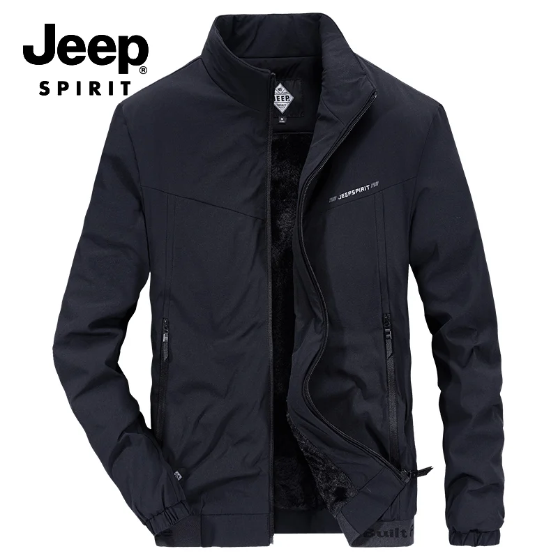 JEEP SPIRIT зимняя куртка для мужчин Толстая Теплая Флисовая ветровка зимнее пальто для мужчин повседневное стоячий воротник M-4XL верхняя одежда для мужчин - Цвет: Синий