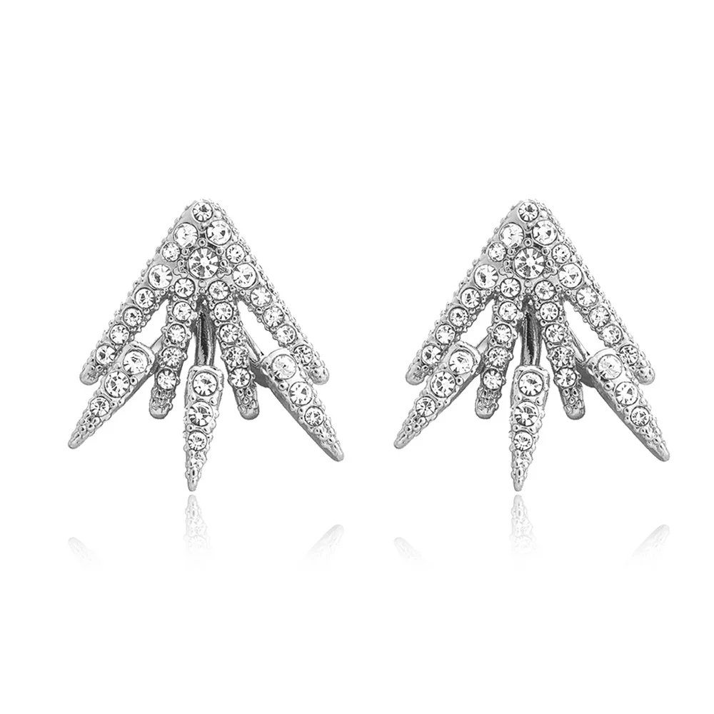 

Newest Rhinestone Pointed Front and Back Earrings for Women Girls Shining Temperament Irregular Earrings Party Wedding Brincos