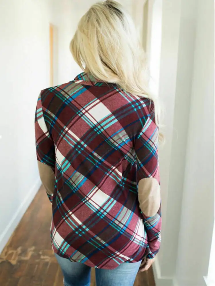 Хит Женские клетчатые кардиганы Buffalo блузка с принтом длинный рукав локоть