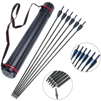 612pcs 31 archery hunting fiberglass arrows for recurve bow longbow with black back shoulder quiver shield feather