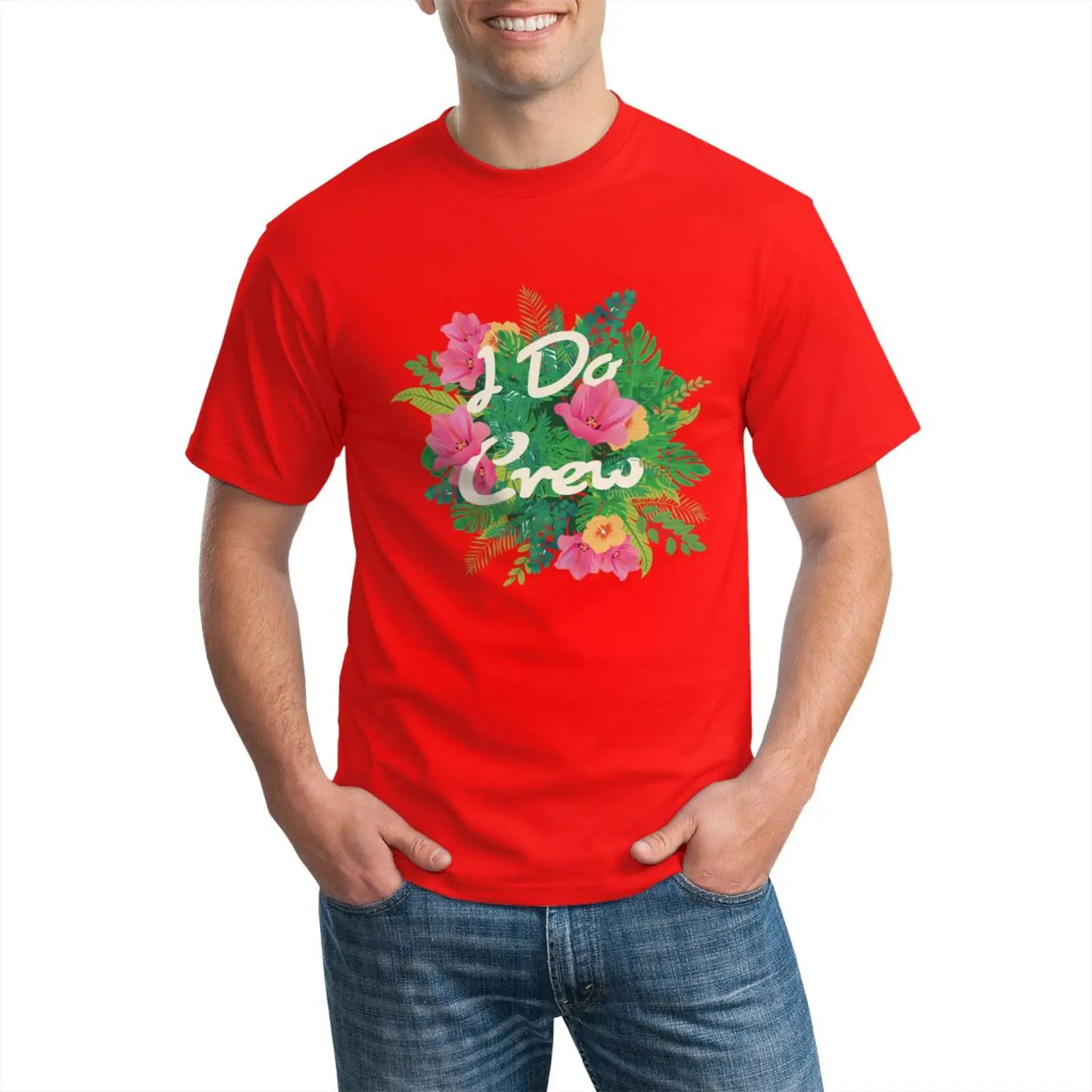

Mens Short Sleeve Cotton Soft Breathable Mens t shirts Top I Do Crew Flower Printed Casual Fashion Outdoors Camping Fishing