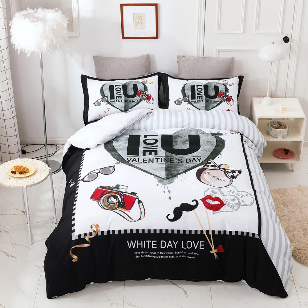 

Yi Chu Xin 3D Valentine's Day Duvet Cover with Pillowcase wedding bedding Set Full Queen King Bed Comforter Set
