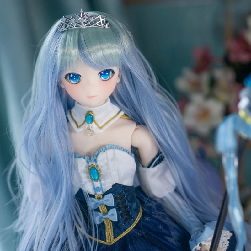 Длинные кудри синего цвета с градиентом парик для кукол 1/3 BJD SD MDD 60 см куклы сделай