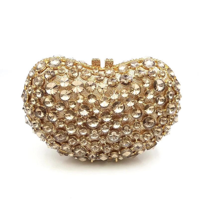 

Women Heart Shape Hollow Out Evening Clutch Bags Bridal Rhinestone Party Banquet Handbags Cocktail Banquet Diamond Crystal Purse