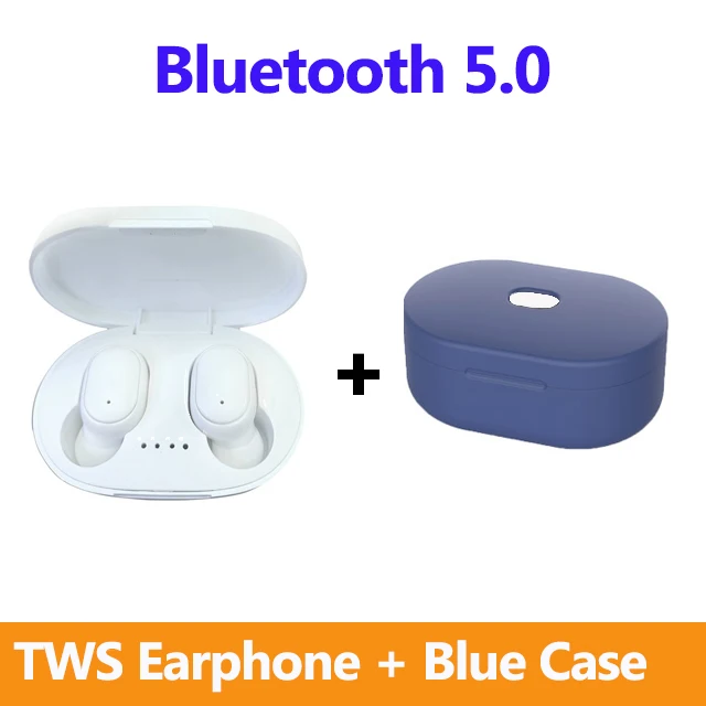 white and blue case Мини TWS Bluetooth 5,0 наушники для Xiaomi Redmi Airdots беспроводные наушники гарнитура с шумоподавлением микрофон для iPhone huawei samsung - Цвет: white and blue case