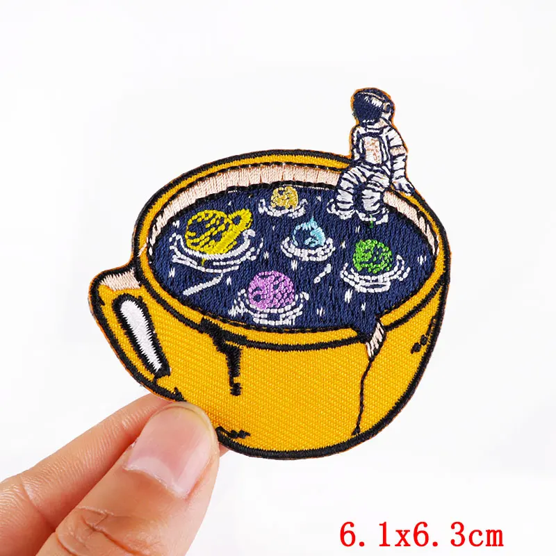 

Prajna Space Acean Applique Patches On Clothes Iron On Sun Embroidered Patches For Clothing Stickers DIY Round Outdoor Badges