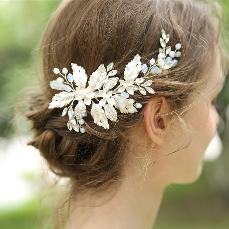 Женские свадебные аксессуары для волос тиара свадебная расческа зажим с цветами