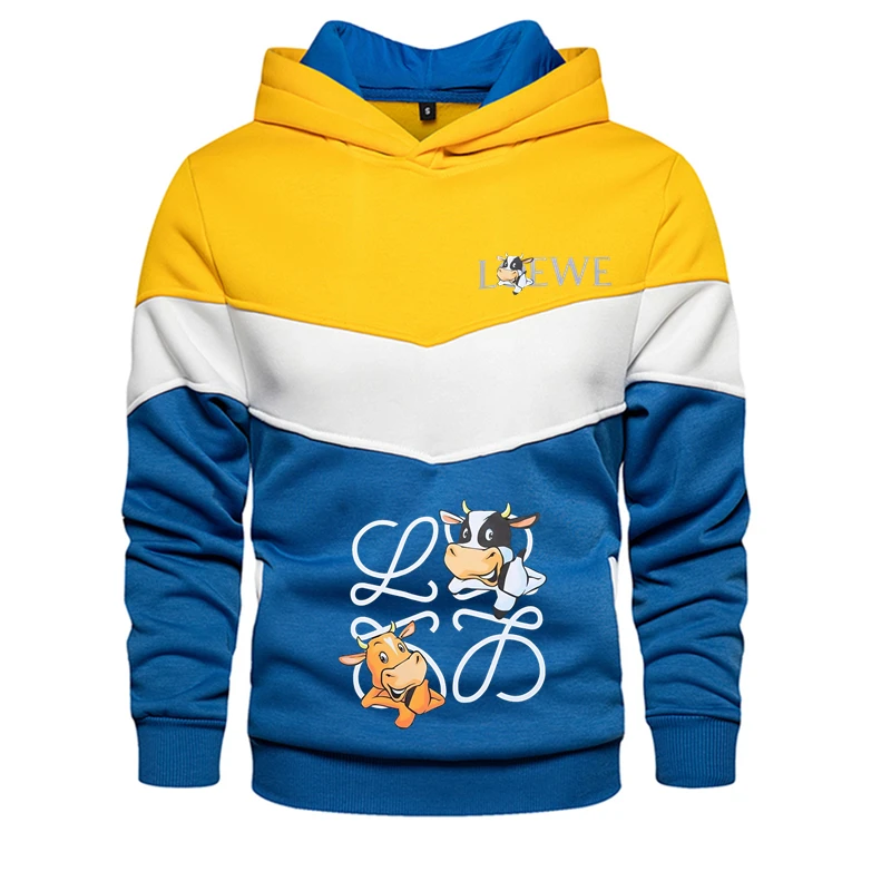 

Autumn and spring casual hoodie sports patchwork sweatshirt men's hooded fashion men's LOE letter printing color fashion sweatsh