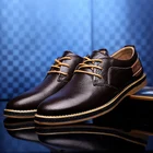 Мужские повседневные туфли из натуральной кожи; Удобные деловые туфли из воловьей кожи; Нескользящие эластичные туфли; Большие размеры