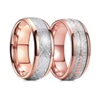 Модные кольца из нержавеющей стали под розовое золото 8 мм для мужчин и женщин, инкрустированные метеоритом, обручальные кольца с инкрустацией, мужские обручальные кольца, ювелирные изделия, 2022