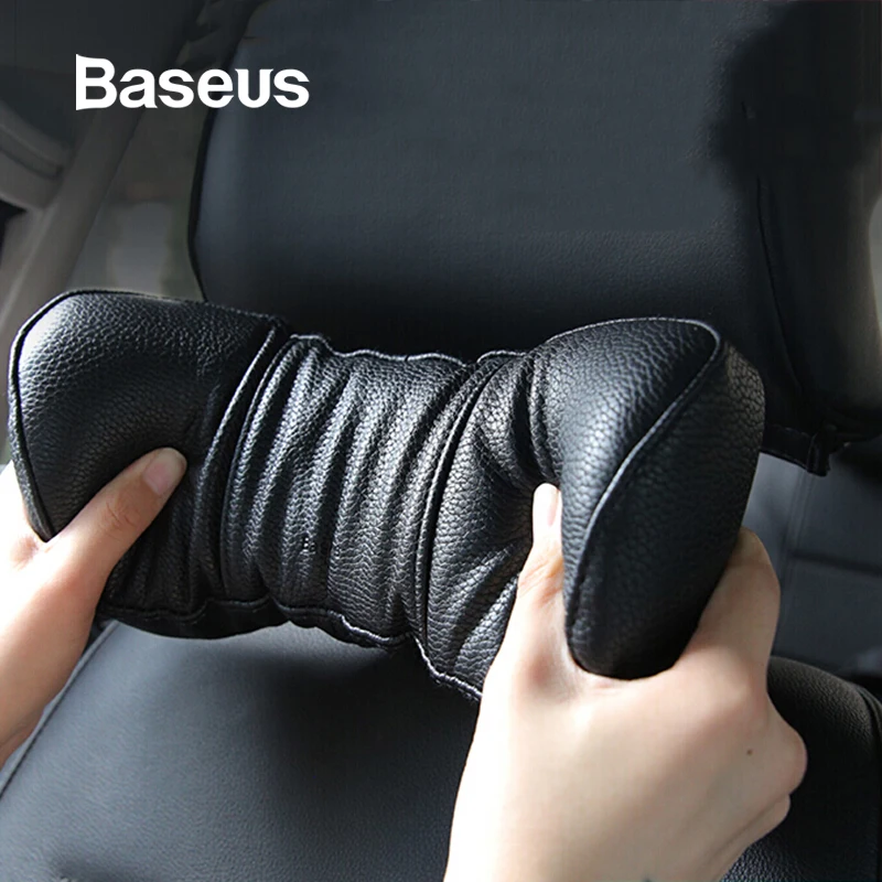 Универсальная автомобильная подушка Baseus с объемным эффектом Памяти, теплая Автомобильная подушка для шеи из искусственной кожи, подголовник для автомобильного сиденья, подушка для головы, автоаксессуары