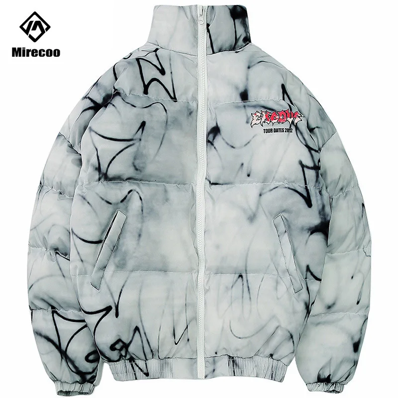 2019 новая зимняя куртка мужская Иллюзия граффити Печать Модное теплое пальто