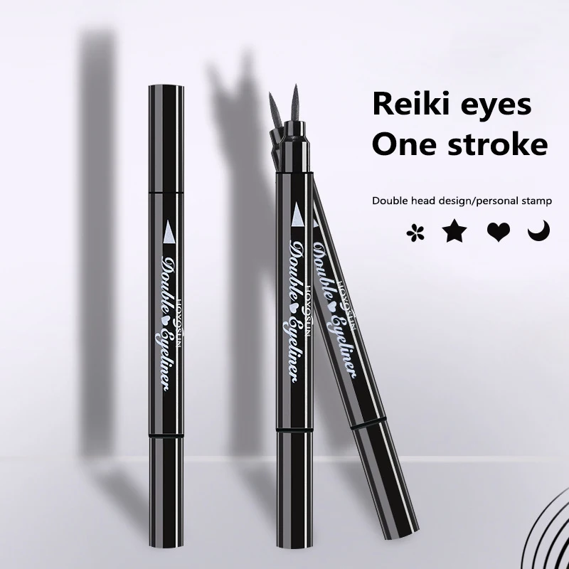

Hot Black Stamp Makeup Seal Eyeliner Pencil Waterproof Cosmetic Double Head Moon Star Heart Flower Liquid Eyeliner Pen TSLM1