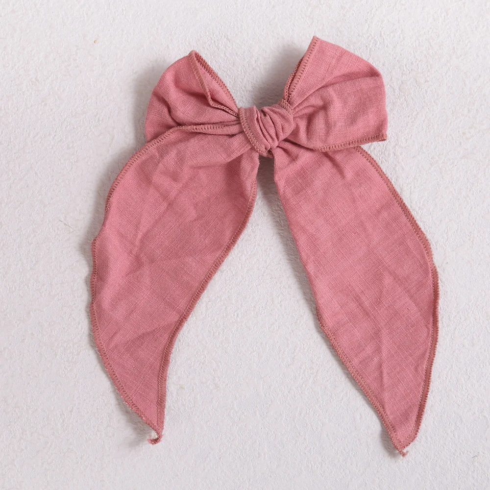 

Cotton Linen Solid Color Long Tail Bow Hair Clips Barrettes Hairpins Grips Girls Baby Cute Sweet Hair Accessories Headwear
