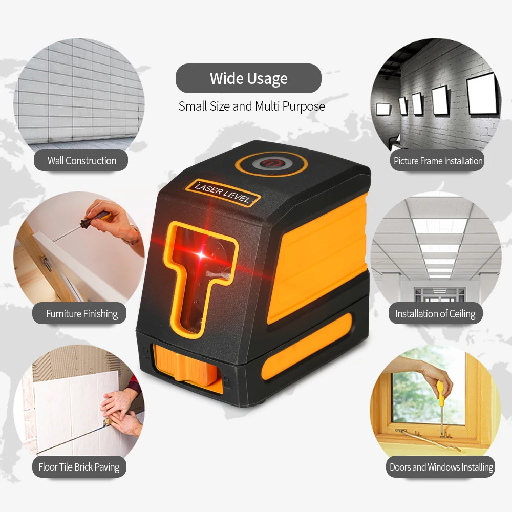 Self-Leveling 2 Lines Red Laser Level Horizontal and Vertical Cross Line With Selectable And Beam Spread | Инструменты