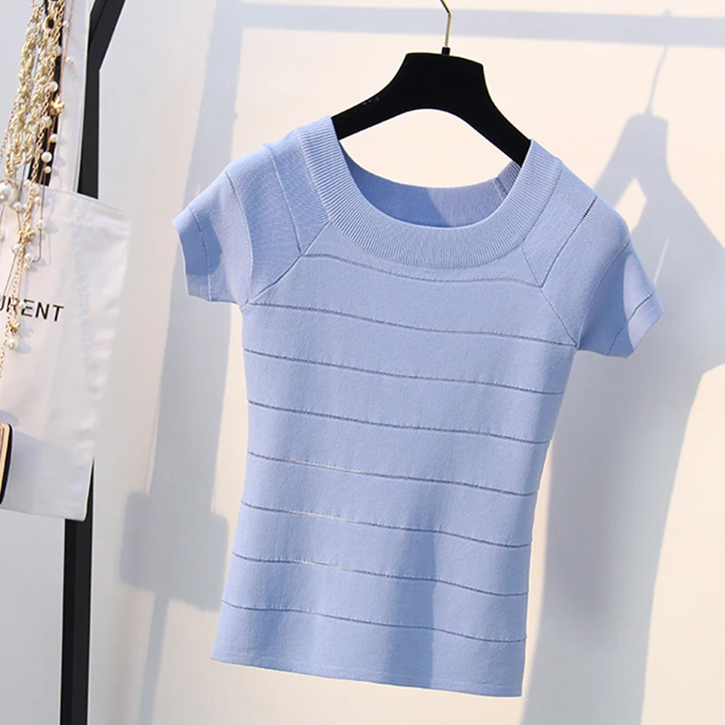 2020 летние трикотажные футболки с круглым вырезом и коротким рукавом женские