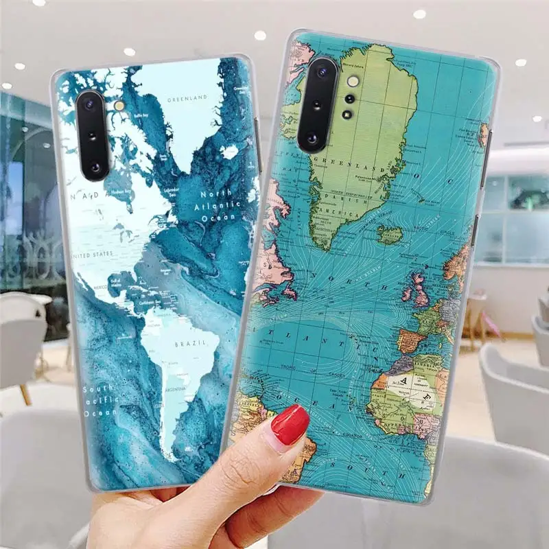 Карта мира самолет Дорожный Чехол для телефона для samsung Galaxy S10 S10e S8 S9 Plus Note 10 Plus 9 8 S6 S7 Edge Твердый Чехол