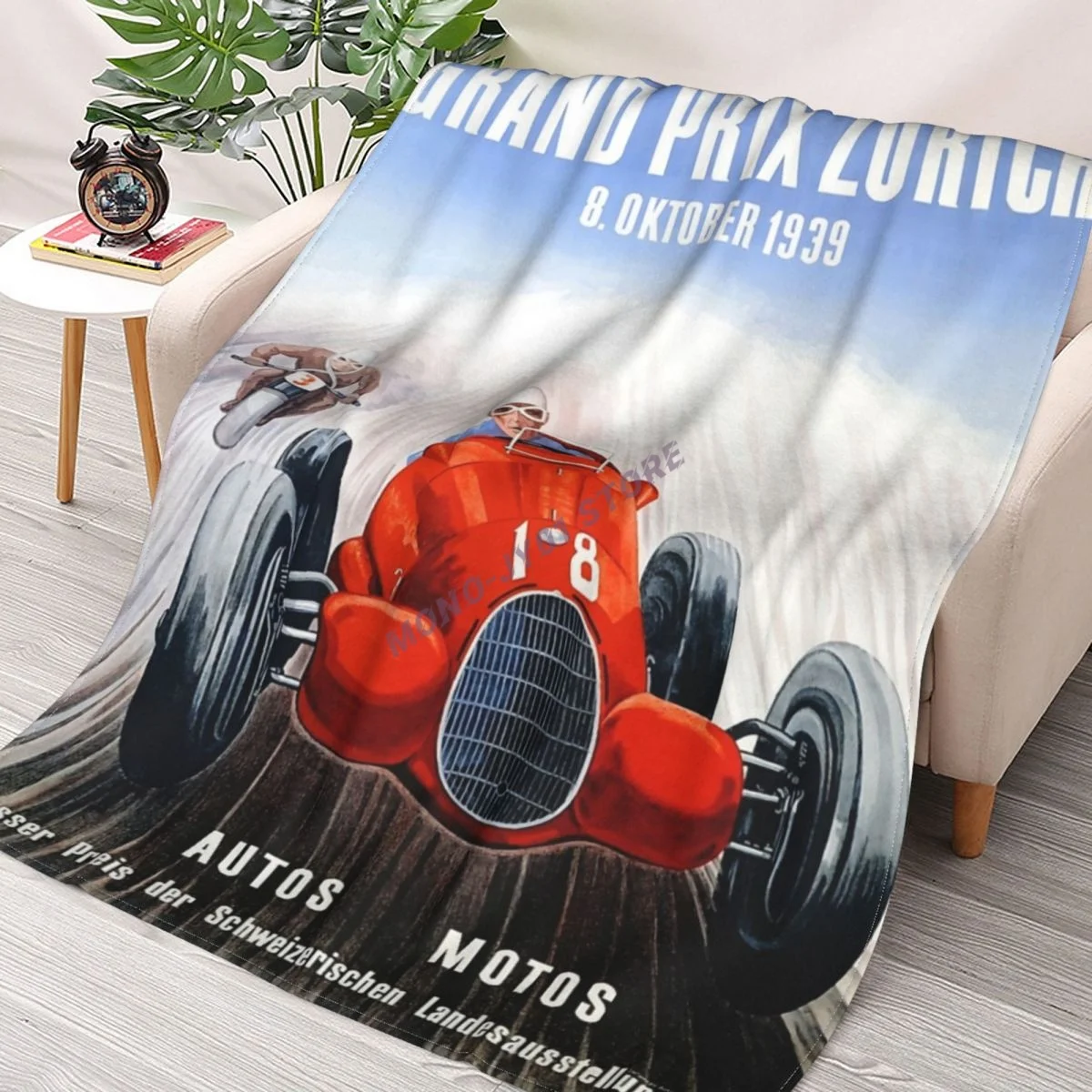 

1939 Zurich Grand Prix Racing Throw Blanket Sherpa Blanket cover Bedding soft Blankets
