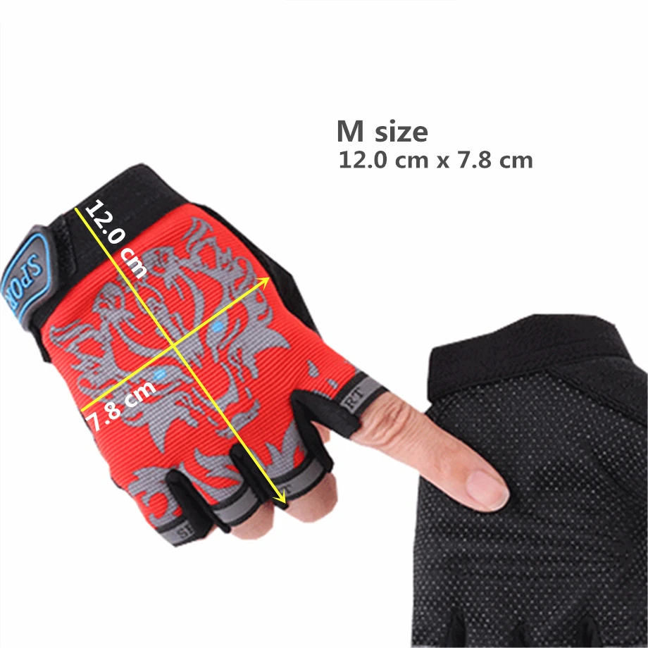 5-16T Children Sports Half Finger Gloves For Skateboard Outdoor Bicycle Sunscreen Stretch Kids With Wolf Dinosaur Pattern | Детская