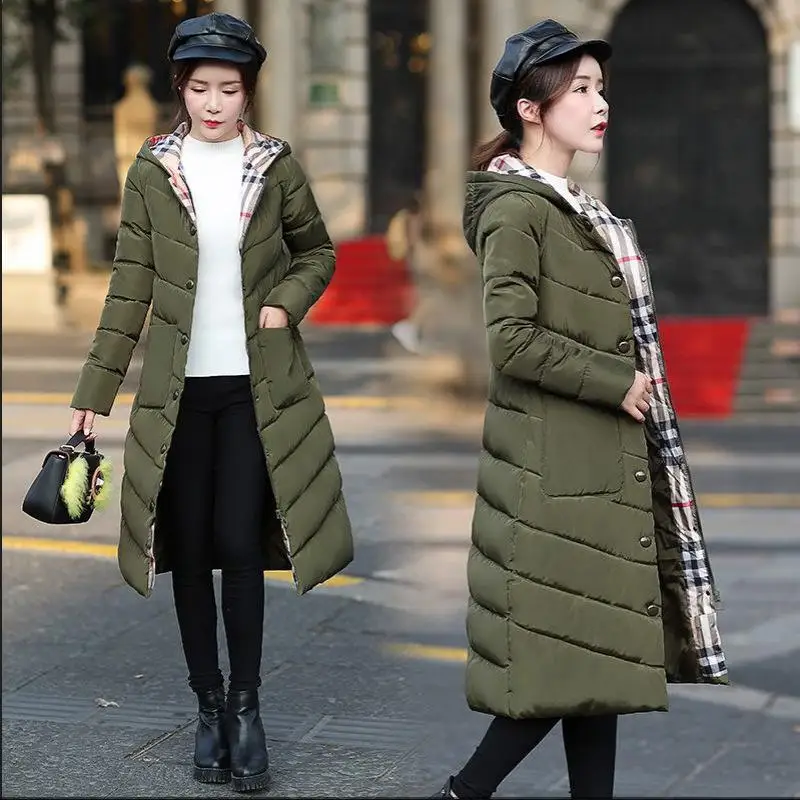 2019 Зимняя парка пуховое хлопковое Женское пальто с капюшоном зимняя Длинная
