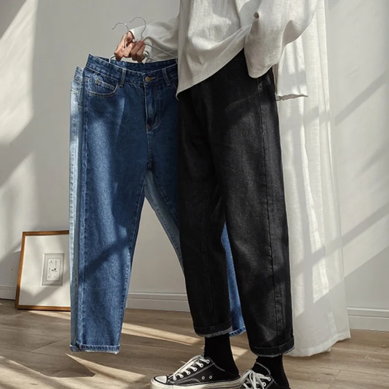 

Men jeans Aurumn Black Korean Colors Jeans 2021 Mens Streetwear Blue Denim Pants Male Fashions Skinny Clothes Plus Size