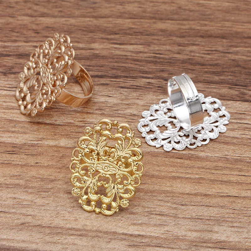 24*31 мм Ретро Для женщин кольцо в виде цветка ювелирное изделие настройки основы