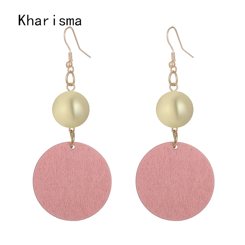 Индивидуальные женские длинные серьги из натурального дерева розового и желтого