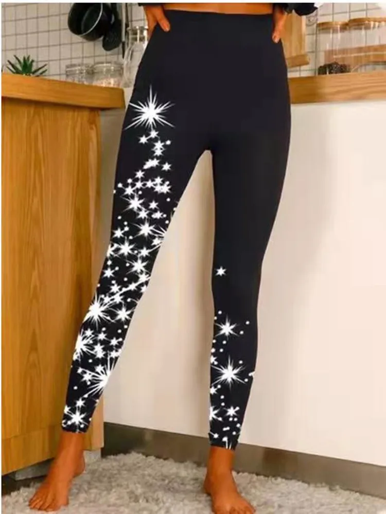 

Printed Slim Printed Pants Women 2021 Spring and Autumn Fashion High Waist Leisure Super Elastic Band Mouth Star Pants
