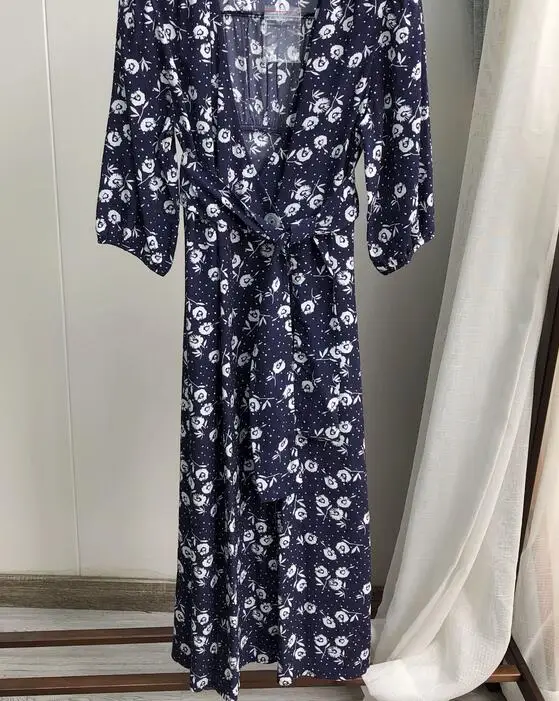 dark blue Женское платье миди с коротким рукавом и французским цветком летнее стильное чайное розовое платье миди - Цвет: dark blue