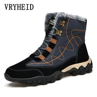 vryheid genuine leather winter super warm mens snow boots waterproof sneakers outdoor male hiking boots work shoes big size 47