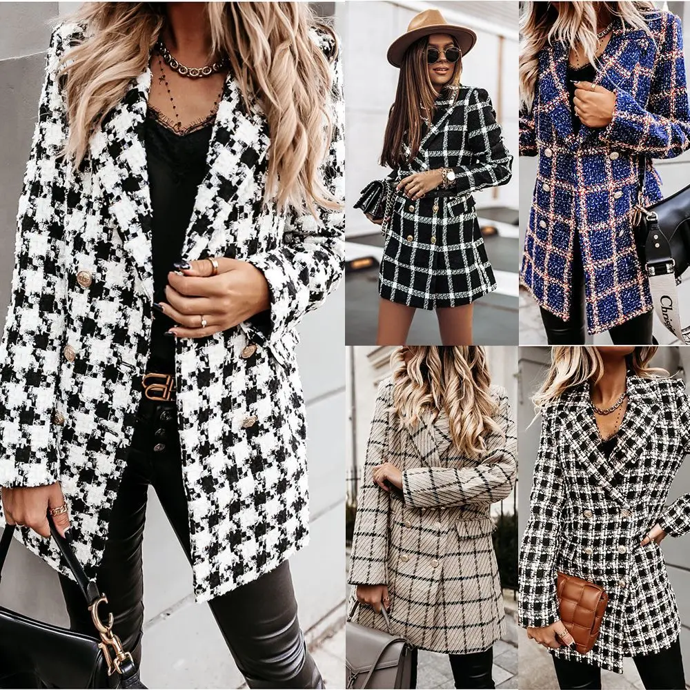 

2021 New Women Coat Outerwear Winter Clothing Fashion Warm Woolen Blends Female Elegant One Breasted Woolen Coat