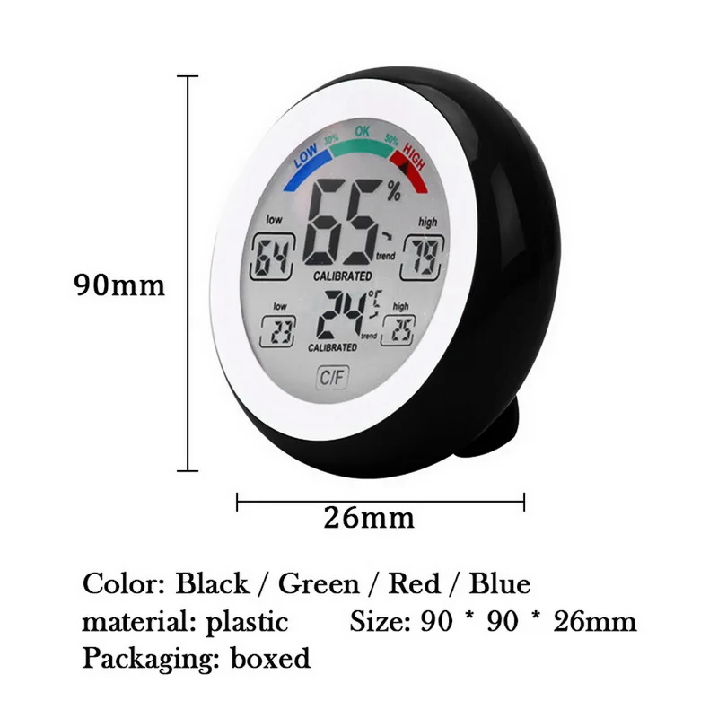 Цифровой ЖК-дисплей комнатный термометр гигрометр круглый беспроводной