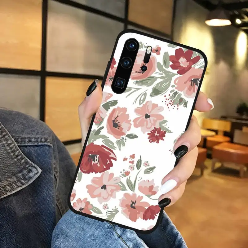 

Flower Romantic Phone Case black For Huawei honor Mate mate P 10 9X 10i 20 30 40 y7 lite pro p smart 2019