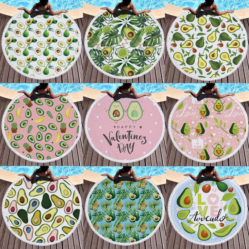 Авокадо круглое пляжное полотенце для взрослых зыбучий песок микрофибра банное