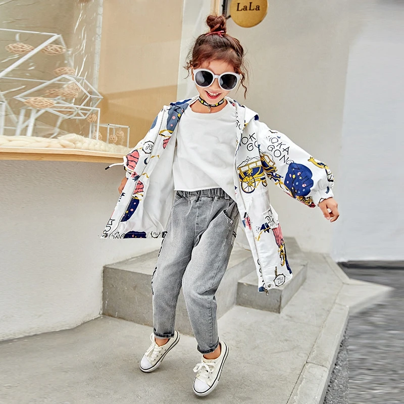 Ветровка для девочек детское пальто корейские куртки толстовки подростков