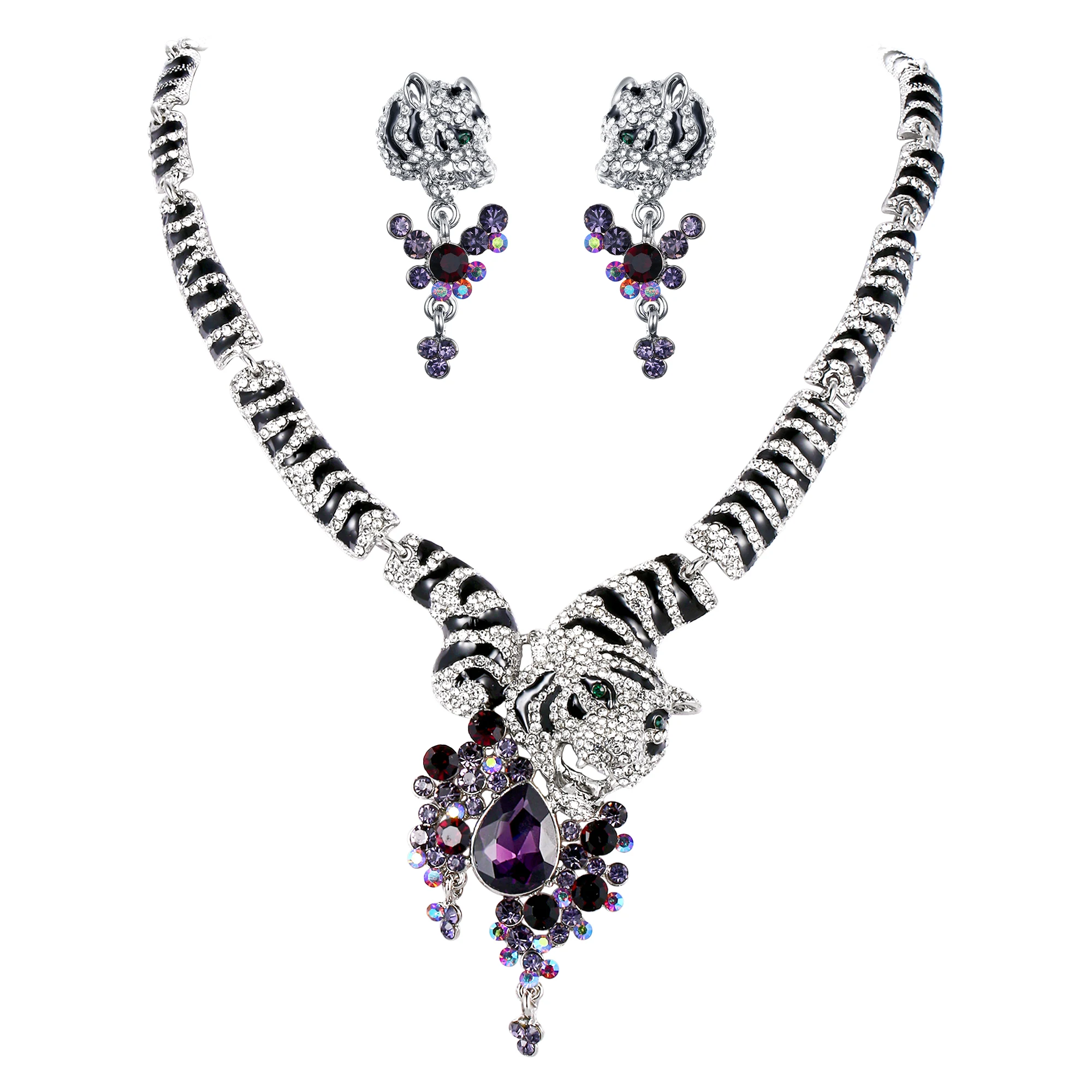 Роскошные привесное ожерелье серьги для женщин в готическом стиле поп животных