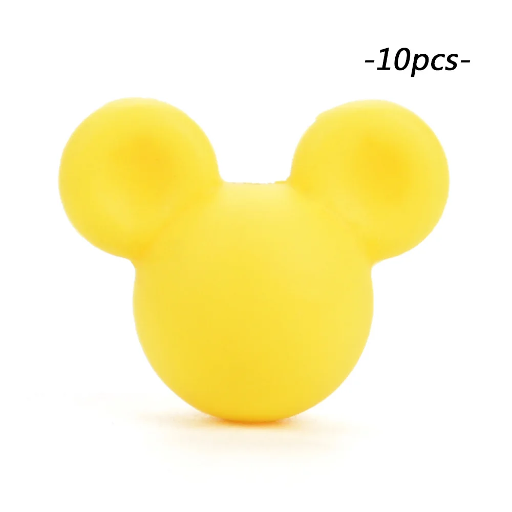 yellow LOFCA силиконовые бусины Микки 10 шт Детские бусины для прорезывания зубов жевательные продукты пищевого силикона BPA бесплатно Соска-подвеска для изготовления ожерелья - Цвет: yellow