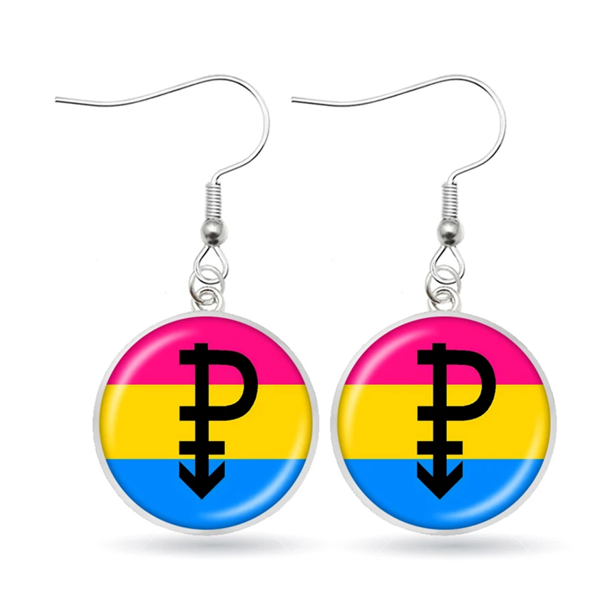 ЛГБТ гордыня Радуга серьги лесбиянок стекло кабошон кулон Висячие для женщин