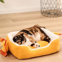 portable series design for kennel cat nest warm house lion cartoon dogs pet cushion sofa bed supplies mat semi closed small