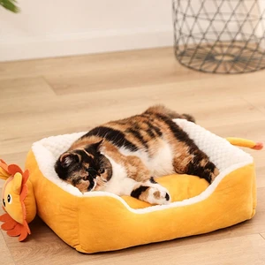 Portable Series Design For Kennel Cat Nest Warm House Lion Cartoon Dogs Pet Cushion Sofa Bed Supplies Mat Semi-closed Small