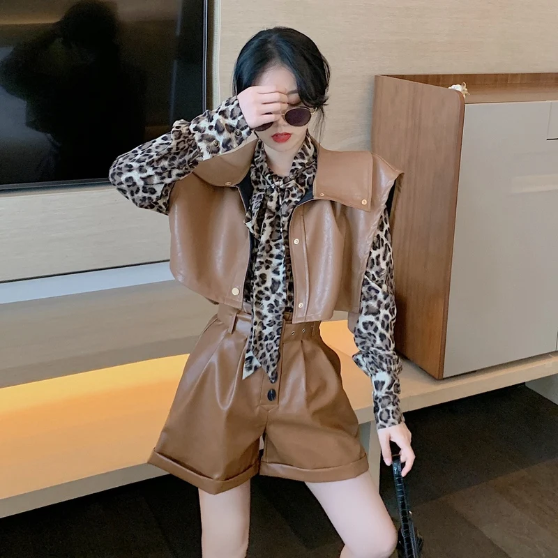 

Chic women's clothing 3 piece set autumn top and pants loose year-old female costume office lady business suit