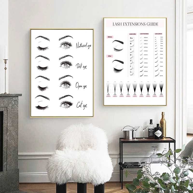 

Lash Extensions Technician Guide Posters Eyelash Business Form Art Canvas Painting And Prints Makeup Wall Art Picture Decor
