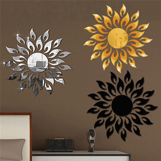 

Sun flower Acrylic Background 3D Wall Stickers TV Wall stickers walls decor Mirror Three-Dimensional Decorative Home Accessories